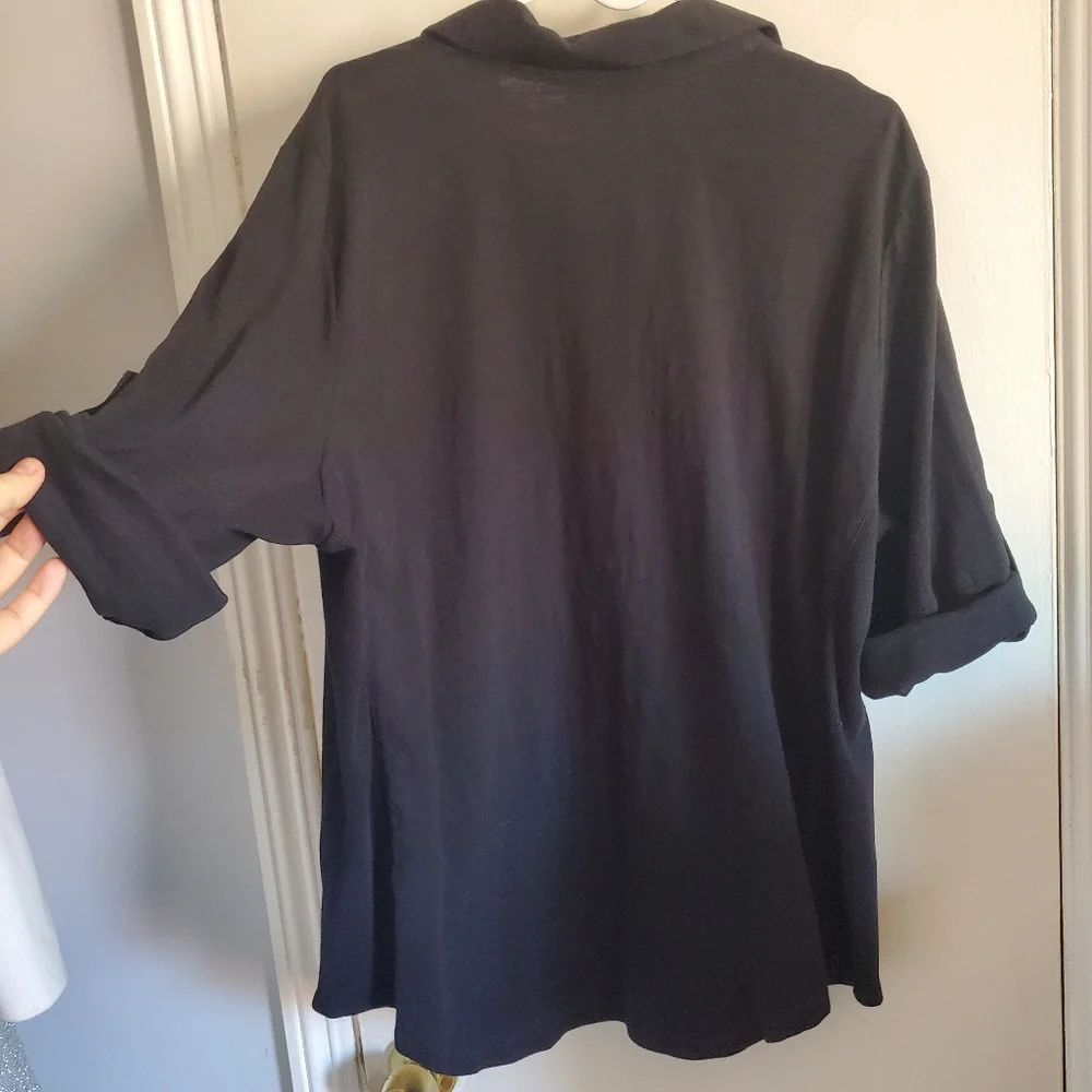 Nordstrom Sandra Ingrish Womens Cotton Button Down Top Size 1X Career Office - Picture 4 of 10